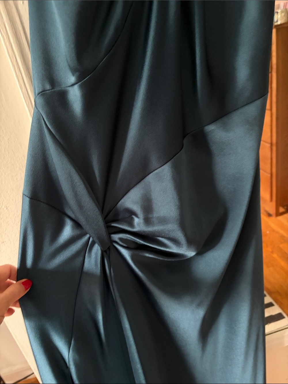 Elegant Marine Blue Halter Evening Gown - Picture 4 of 6